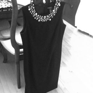 Basic black dress by Robbie Bee pearl neckline